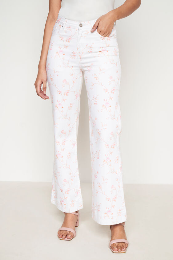 White Printed Straight Bottom, White, image 2
